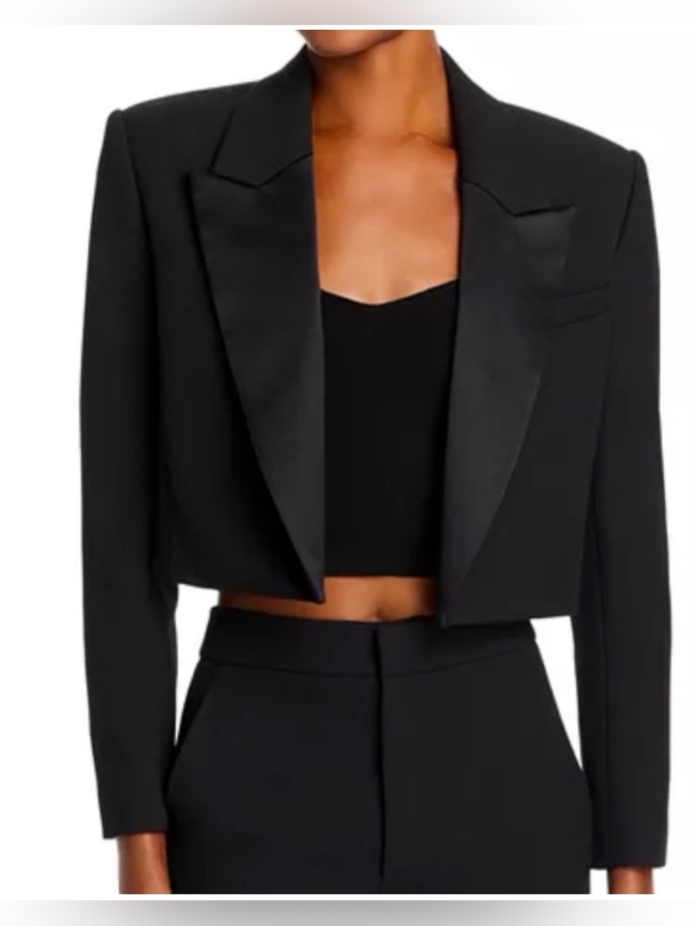 A.L.C Anderson  Jacket  Tux Ja Satin-Lapel Cropped Black Blazer